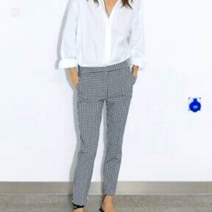 Zara Houndstooth Black and White Office Cropped Pants